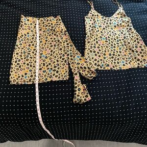 Never Fully Dressed Leopard Print Satin Cami and Skirt Set with